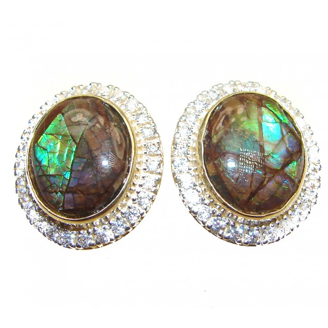 Authentic Fire Ammolite .925 Sterling Silver handcrafted earrings