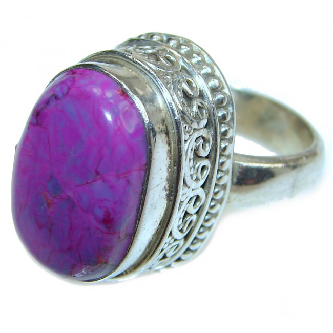 Huge Purple Turquoise .925 Sterling Silver handcrafted ring; s. 7
