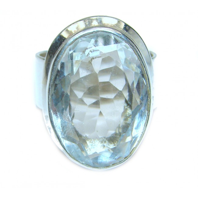Large Victorian White Topaz Sterling Silver ring; s. 8 3/4