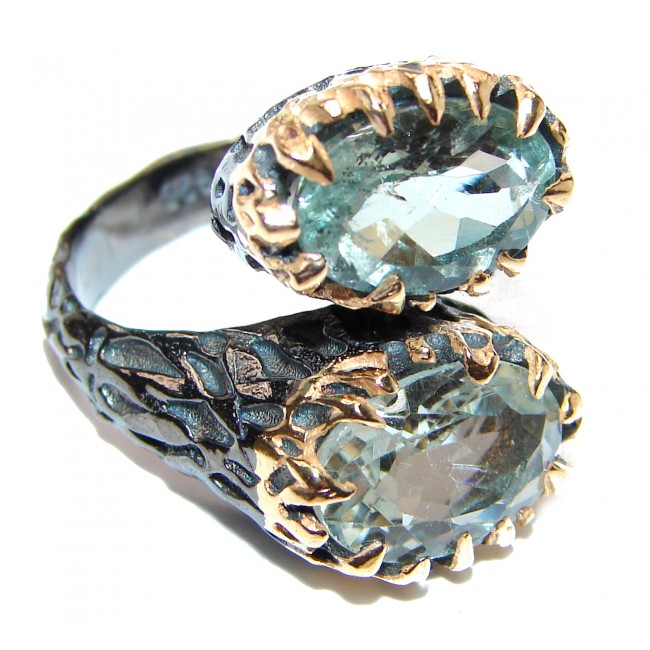 Spectacular Natural Green Amethyst 18K Gold over .925 Sterling Silver handcrafted ring size 7 1/2
