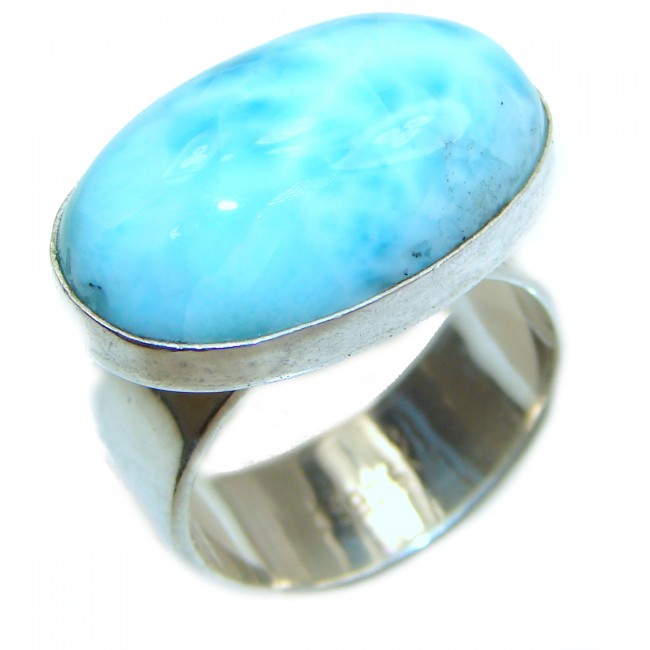 Simple Beauty Natural Larimar .925 Sterling Silver handcrafted Ring s. 7