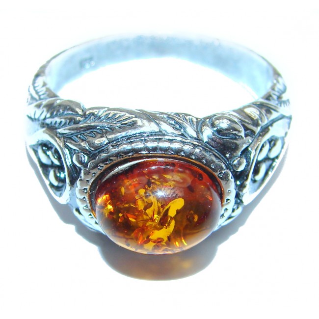 Genuine Baltic Amber .925 Sterling Silver handmade Ring size 9 1/2