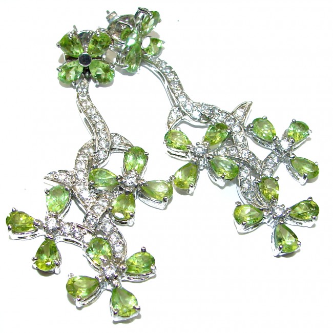 Large Incredible quality Authentic Peridot .925 Sterling Silver handmade earrings