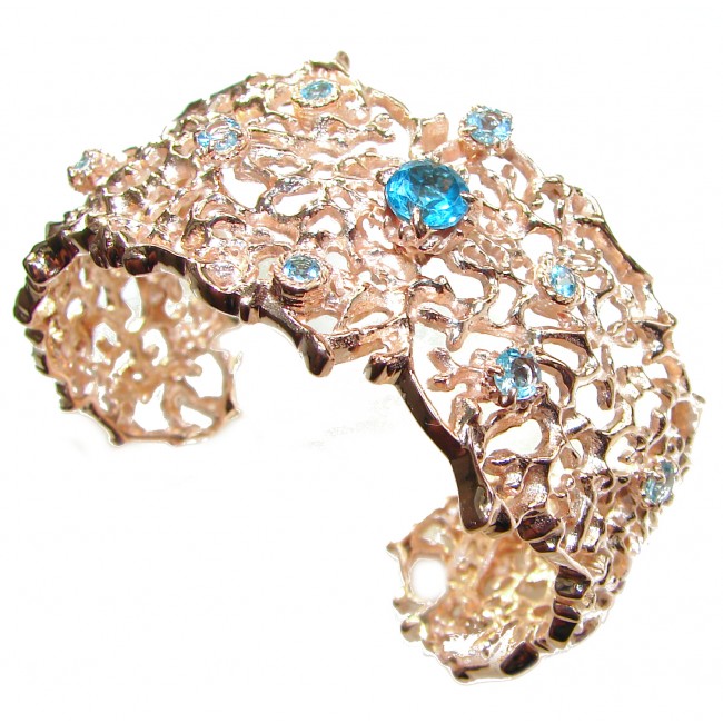 Red Reef Stunning genuine Swiss Blue Topaz 24K Gold over .925 Sterling Silver handcrafted Bracelet / Cuff