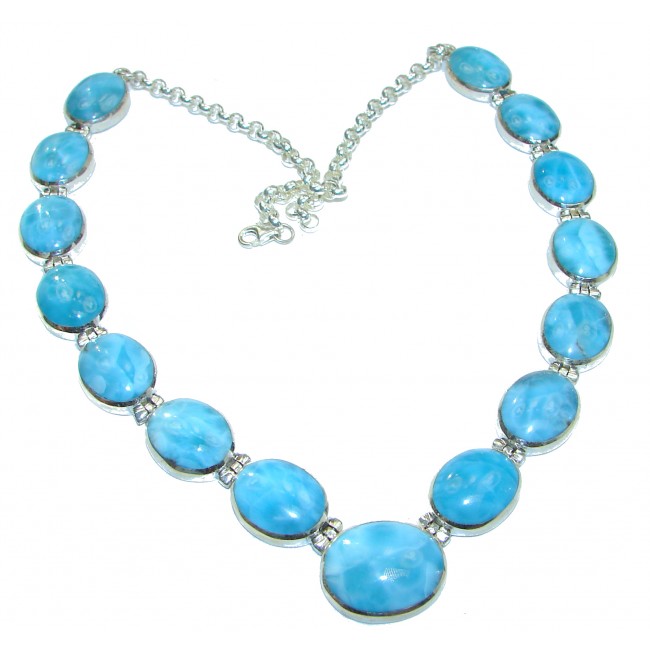 One of the kind Best quality AAAAA Larimar .925 Sterling Silver handmade necklace