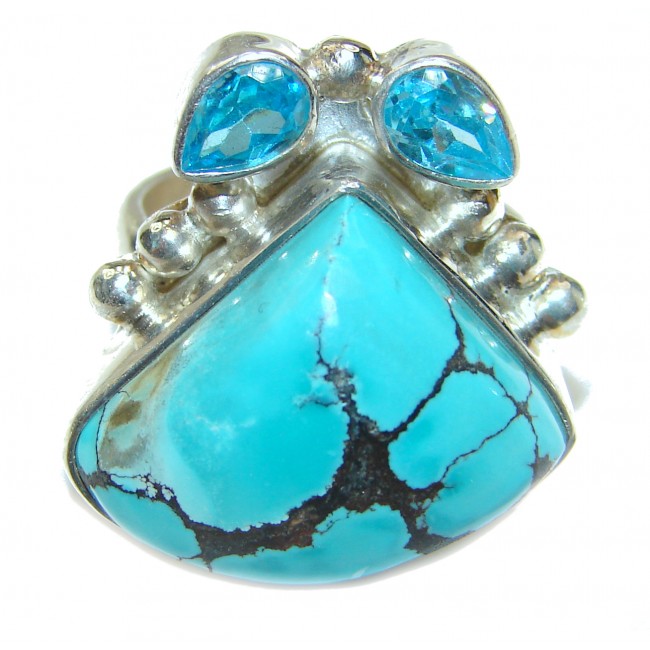 Turquoise .925 Sterling Silver handcrafted ring; s. 5 1/2