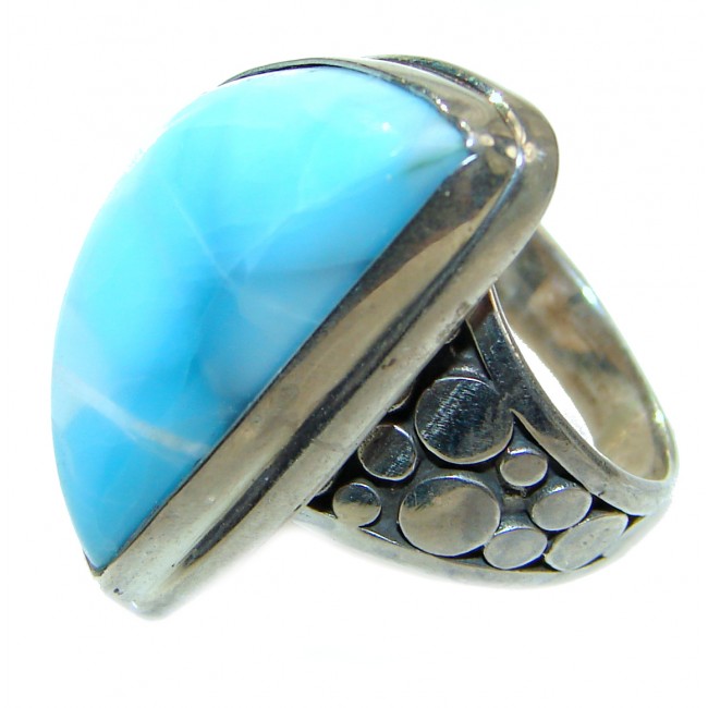 Simple Beauty Natural Larimar .925 Sterling Silver handcrafted Ring s. 8