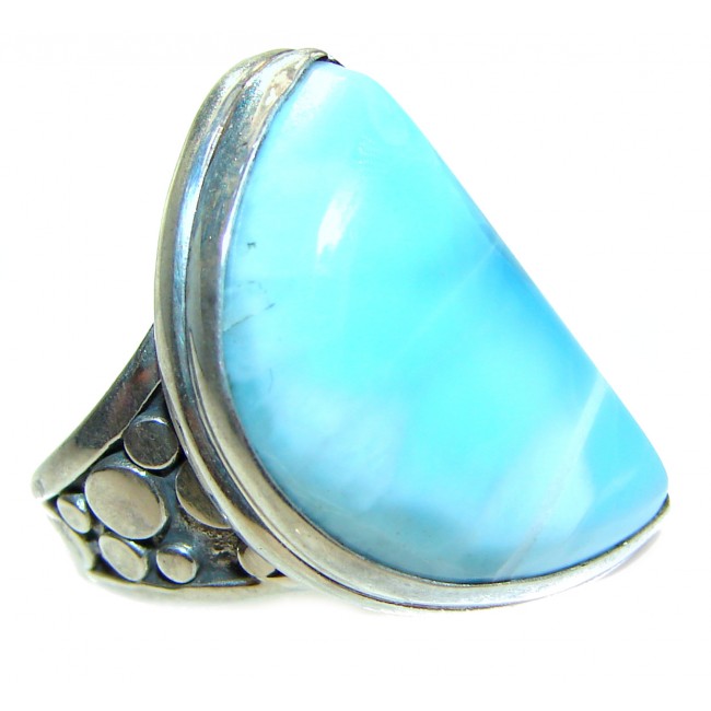 Simple Beauty Natural Larimar .925 Sterling Silver handcrafted Ring s. 8