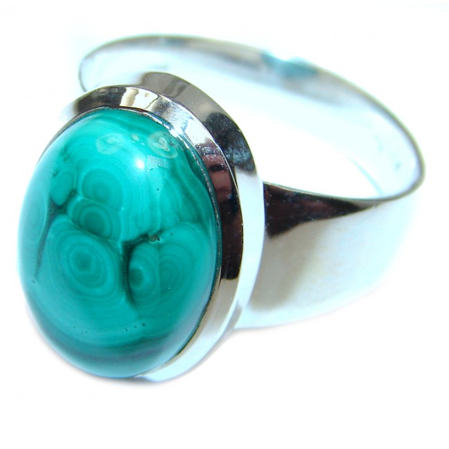 Natural Sublime quality Malachite .925 Sterling Silver handcrafted ring size 10