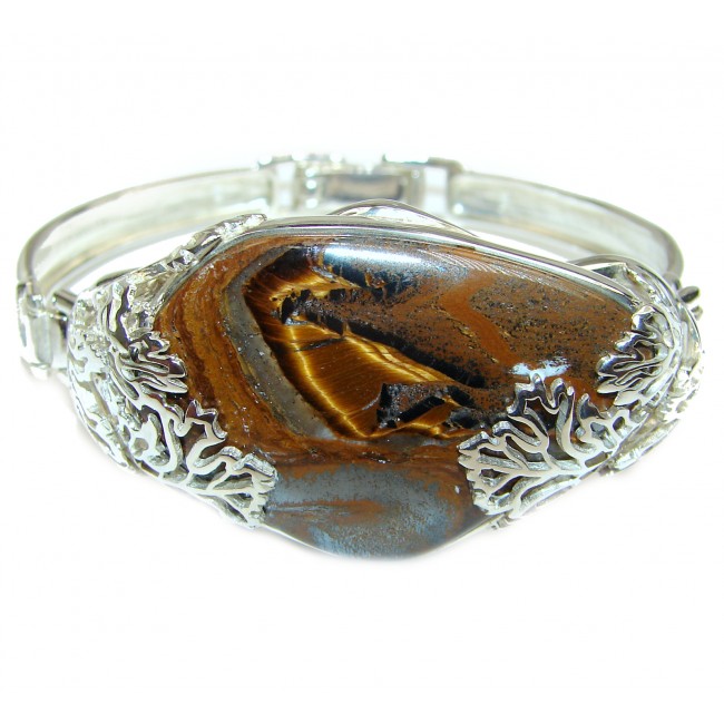 Simply Gorgeous Silky Golden Tigers Eye .925 Sterling Silver Bracelet