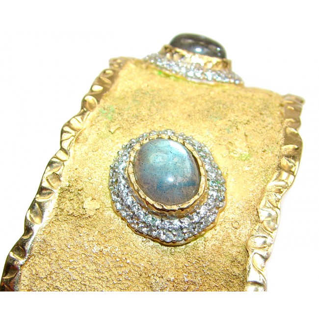 Enchanted Beauty Labradorite 24K Gold over .925 Sterling Silver handcrafted Bracelet / Cuff