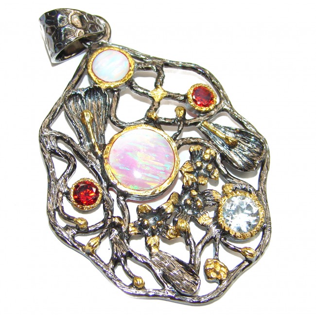 Genuine 25ctw Doublet Opal .925 Sterling Silver handmade Pendant
