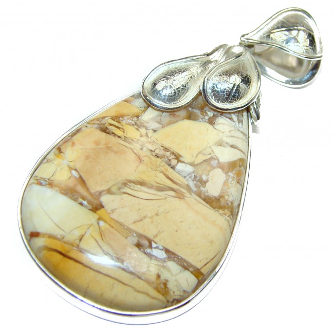 LARGE Fossilized Bracciated Wood .925 Sterling Silver handcrafted pendant