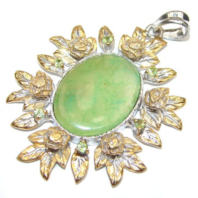 Great Beauty Chrysoprase 14K Gold over .925 Sterling Silver handcrafted Pendant