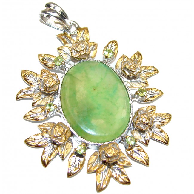 Great Beauty Chrysoprase 14K Gold over .925 Sterling Silver handcrafted Pendant