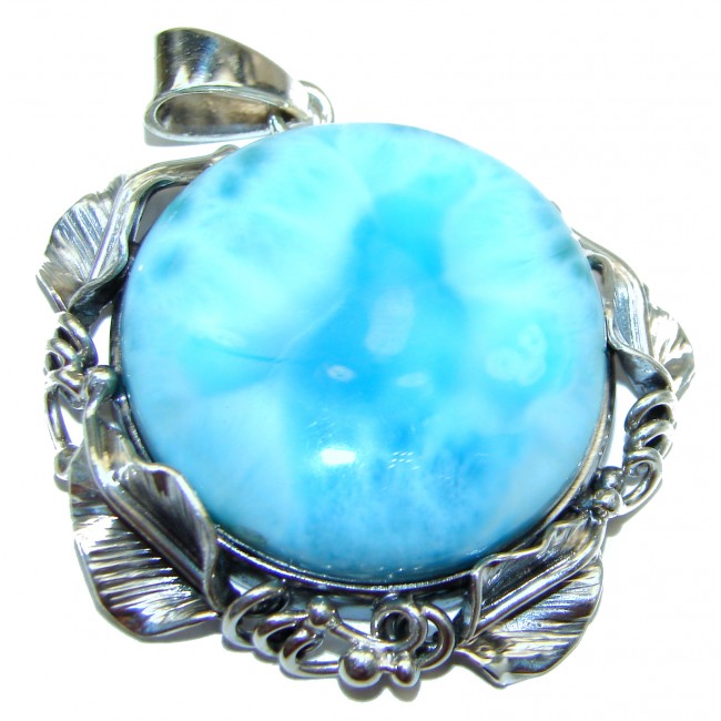 Huge 29.9 grams Great quality Authentic Caribbean Larimar .925 Sterling Silver handmade pendant