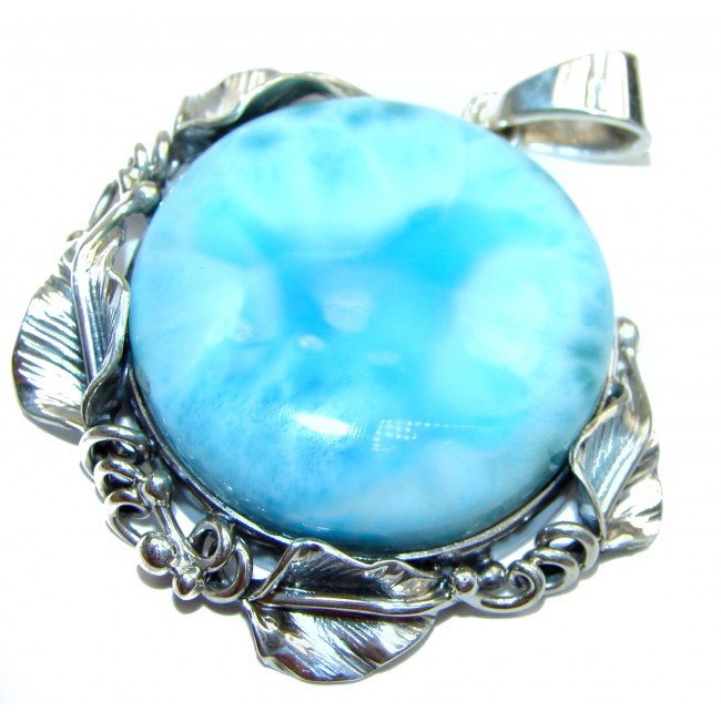 Huge 29.9 grams Great quality Authentic Caribbean Larimar .925 Sterling Silver handmade pendant