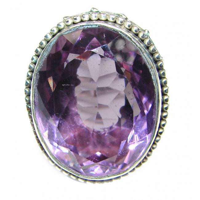 Vintage Style Natural Amethyst .925 Sterling Silver handcrafted Ring s. 5 3/4