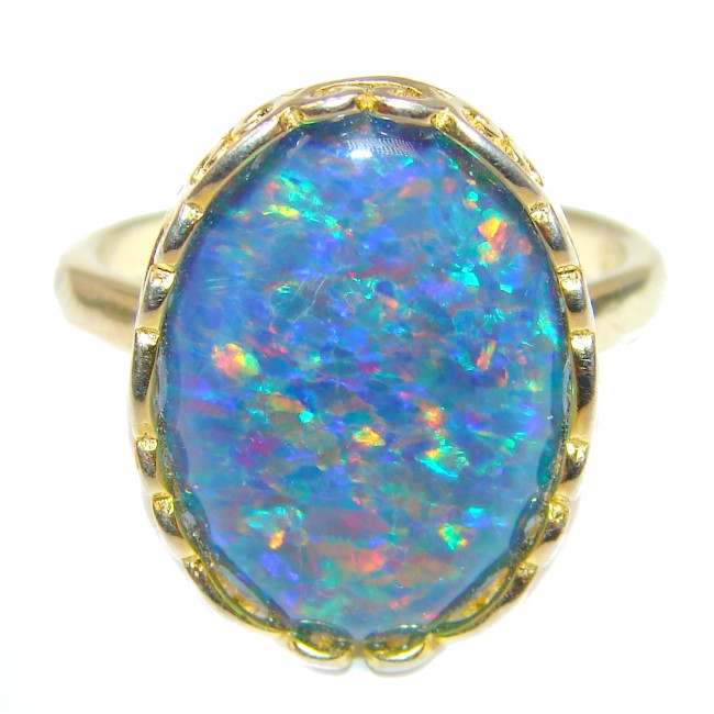 Australian Triplet Opal 14K Gold over .925 Sterling Silver handcrafted ring size 8