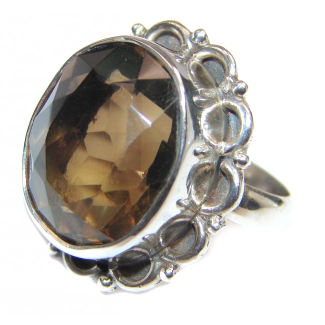 Champagne Smoky Topaz .925 Sterling Silver Ring size 6 3/4