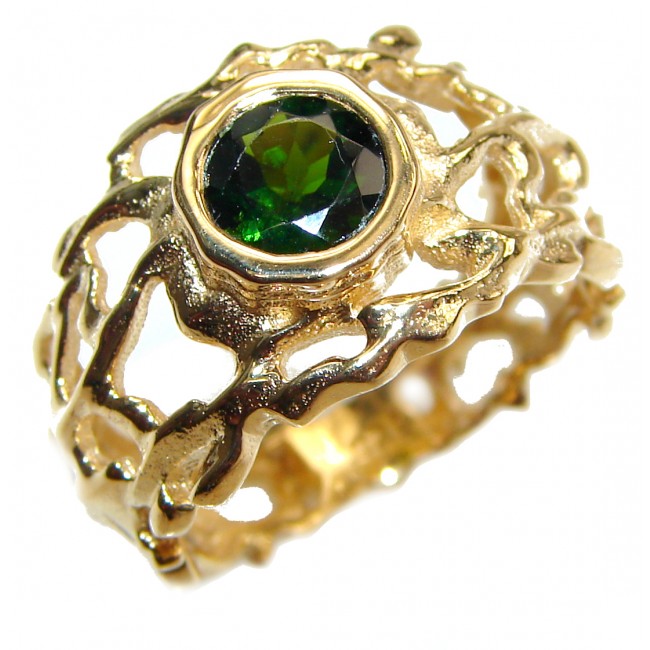 Natural Chrome Diopside 24K Rose Gold over .925 Sterling Silver Statement ring size 6