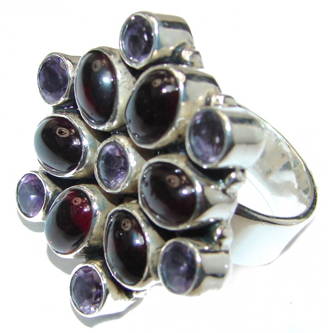 Large Tourmaline .925 Sterling Silver handcrafted Statement Ring size 8