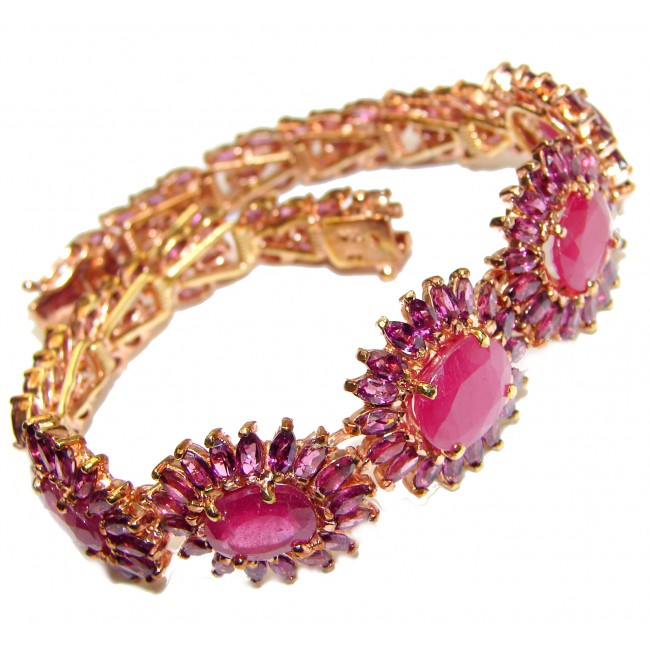 Authentic Red Ruby Amethyst 18K Gold over .925 Sterling Silver handcrafted Bracelet