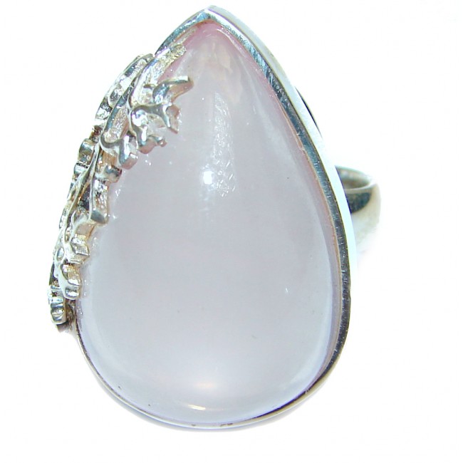 Authentic Rose Quartz .925 Sterling Silver handcrafted ring s. 8