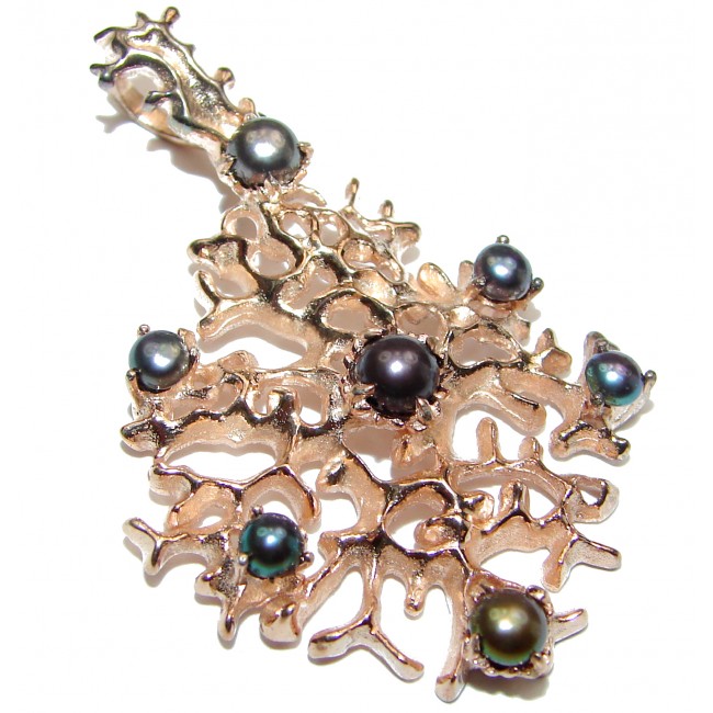 Prosperity and Fortune Black Pearls .925 Sterling Silver Handcrafted pendant