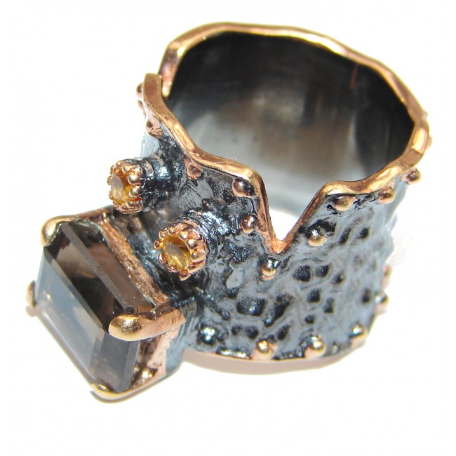 Champagne Smoky Topaz 14K Gold over .925 Sterling Silver Ring size 5 1/4