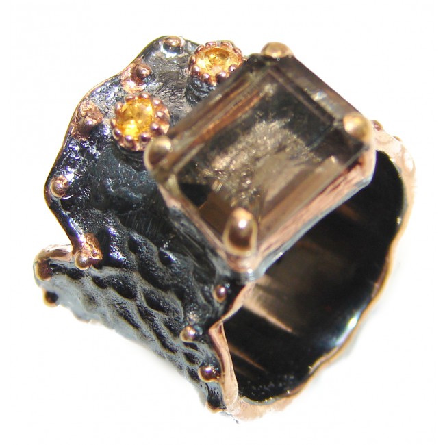 Champagne Smoky Topaz 14K Gold over .925 Sterling Silver Ring size 5 1/4