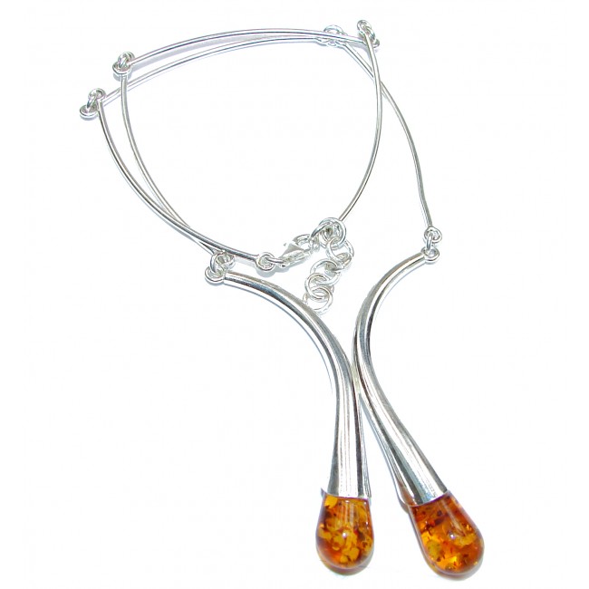One of the kind Nature inspired authentic Amber .925 Sterling Silver handmade necklace