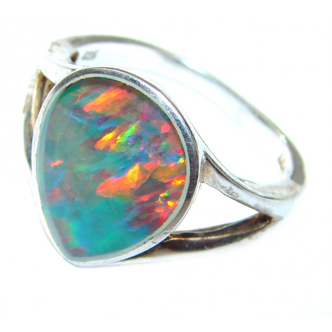 Australian Triplet Opal .925 Sterling Silver handcrafted ring size 7 1/4