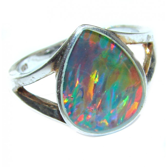 Australian Triplet Opal .925 Sterling Silver handcrafted ring size 7 1/4