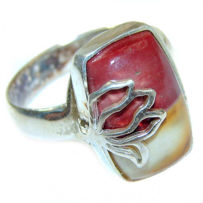 Boho style Mookaite .925 Sterling Silver handmade ring size 8