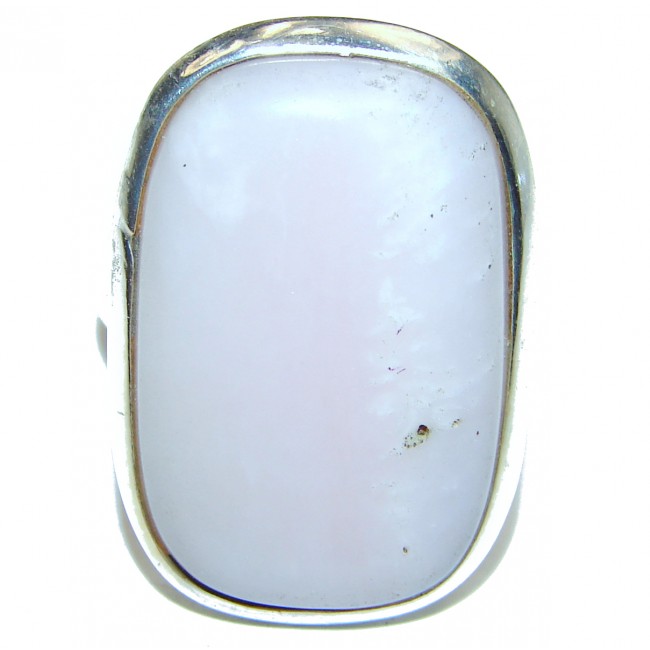 Pink Opal oxidized .925 Sterling Silver handcrafted ring size 7 1/2