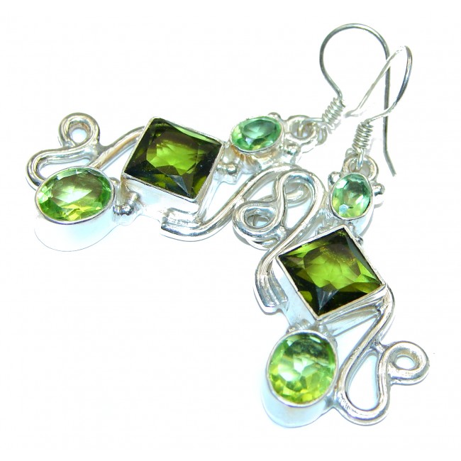 Exclusive Green Cubiz CIRCONIA .925 Sterling Silver Earrings