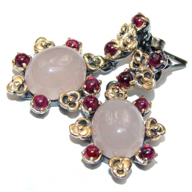 Authentic Rose Quartz 14K Gold over .925 Sterling Silver handmade earrings