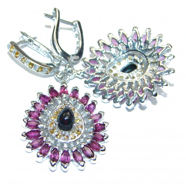 Posh design Authentic Black Opal Ruby .925 Sterling Silver handmade earrings