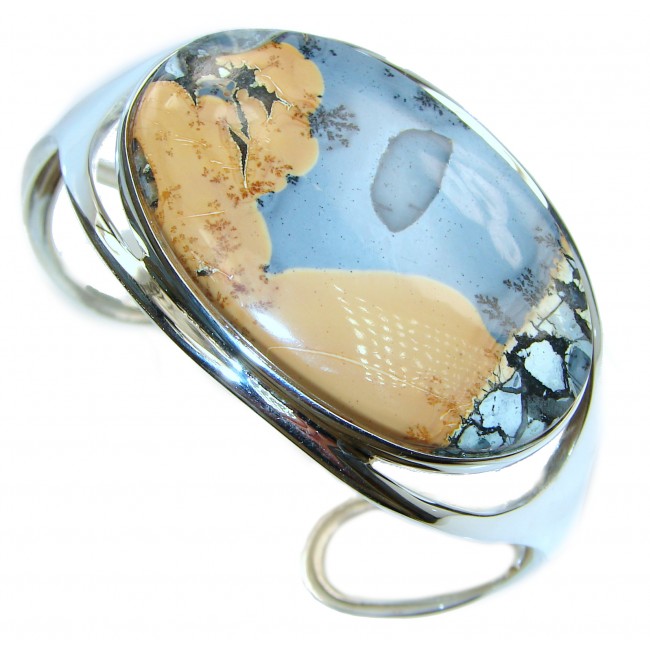 LARGE Montana Agate highly polished .925 Sterling Silver handcrafted Bracelet / Cuff