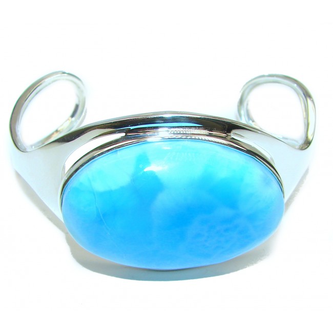 Caribbean AAAAA quality Blue Larimar .925 Sterling Silver handcrafted Bracelet / Cuff