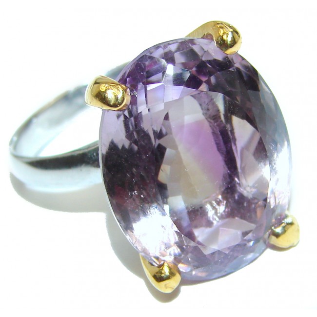 Large Royal style Natural Ametrine 18K Gold over .925 Sterling Silver handcrafted ring size 8 3/4