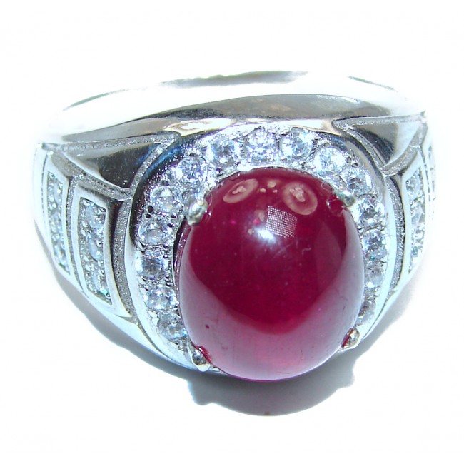Large Genuine 20ctw Ruby Diamond .925 Sterling Silver handcrafted Statement Ring size 11