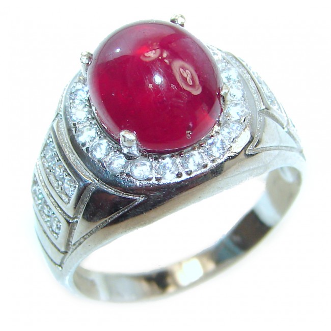 Large Genuine 20ctw Ruby Diamond .925 Sterling Silver handcrafted Statement Ring size 11