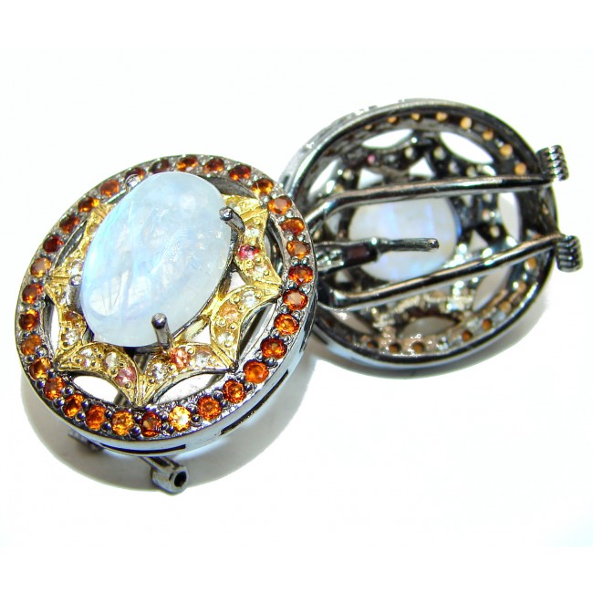 Vintage Beauty Spectacular quality Authentic Moonstone .925 Sterling Silver handmade earrings
