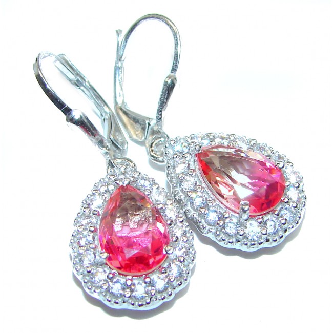 Pink Tourmaline .925 Sterling Silver entirely handmade earrings
