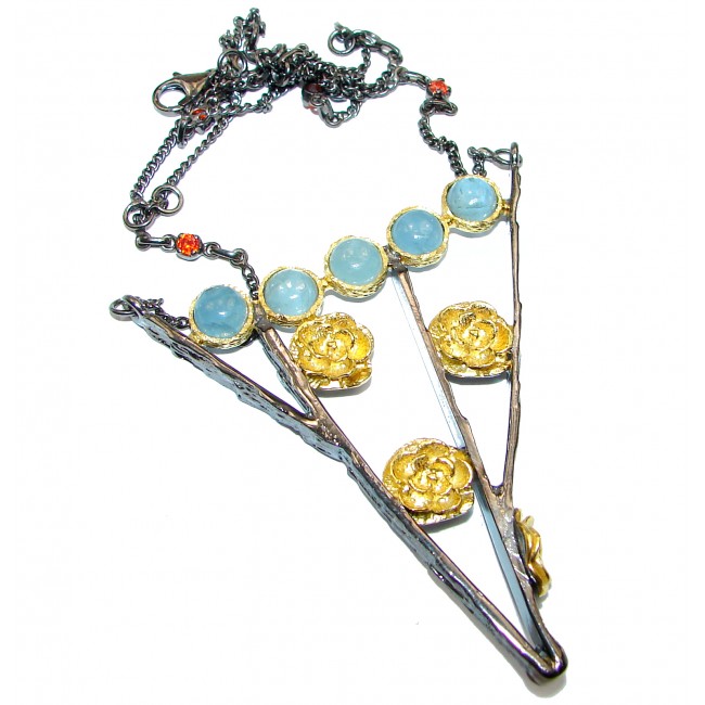 Four Golden Roses Exclusive Apatite 14K Gold over .925 Sterling Silver handmade Necklaces