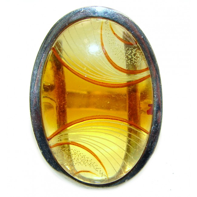 Real Beauty Baltic Amber .925 Sterling Silver handcrafted Ring s. 7 adjustable