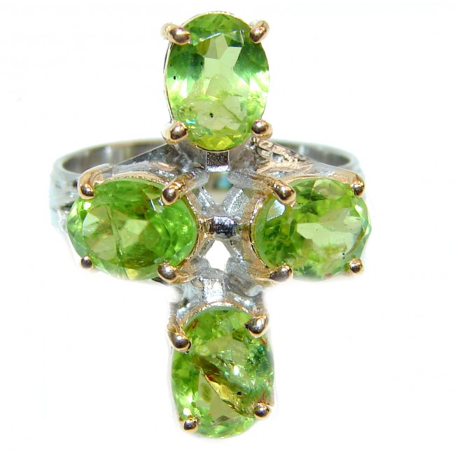Spectacular Natural Peridot .925 Sterling Silver handcrafted ring size 8