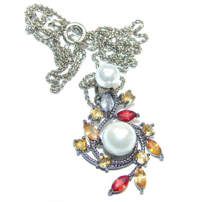Venus Pearl Saphire .925 Sterling Silver handmade Necklace